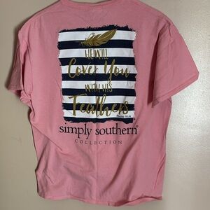 Simply southern, he will cover you and feathers, pink, short sleeves tee
